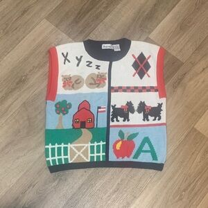 Colorful School -Themed Knit Vest